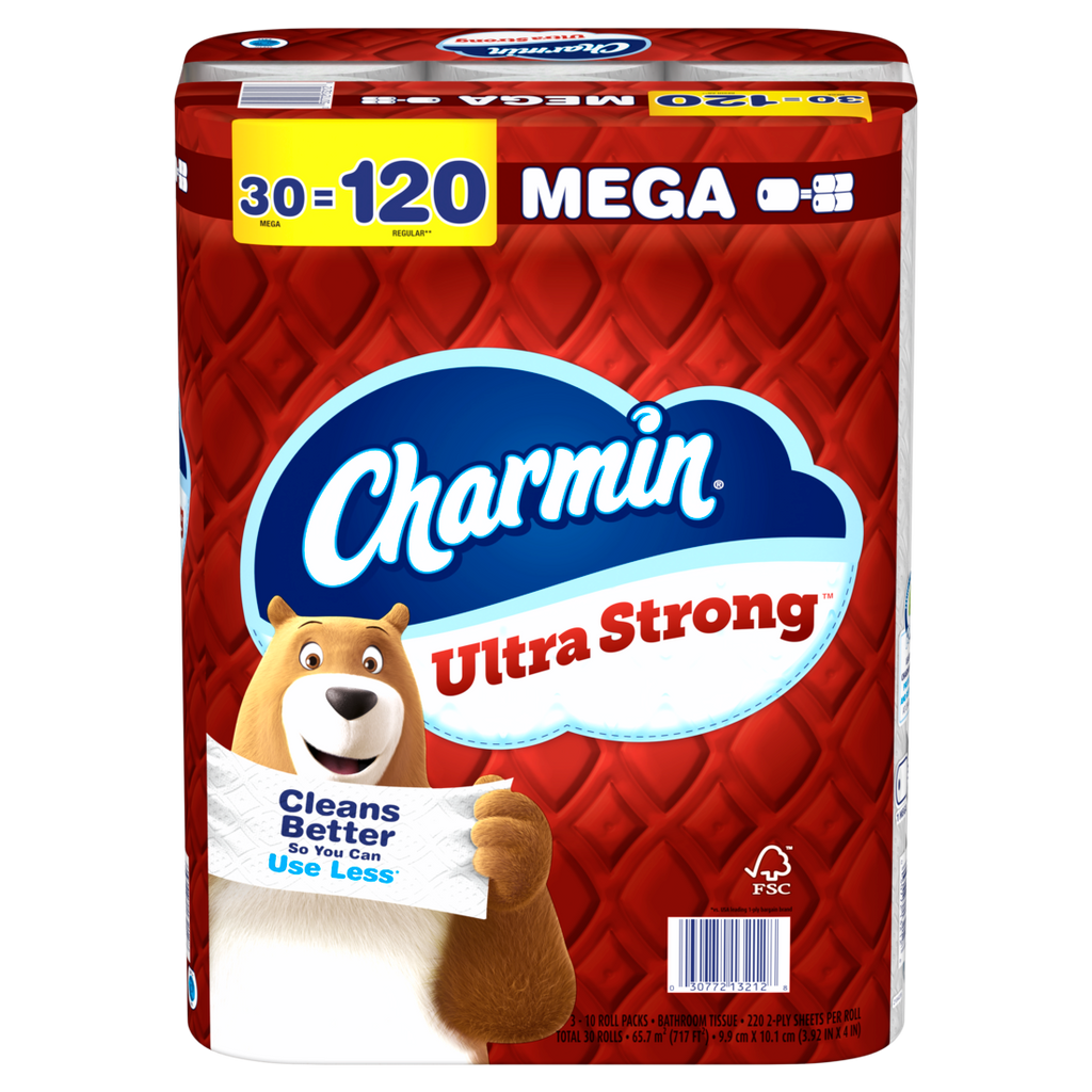 Charmin Toilet Paper Ultra Strong 30 Mega Rolls 2-Ply Bath Tissue 220 Sheets Per Roll - 30ct/1pk