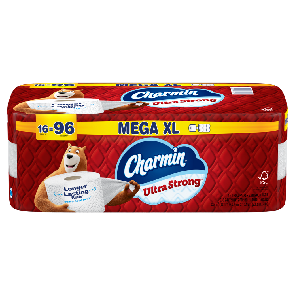 Charmin Toilet Paper Ultra Strong 16 Mega XL Rolls 2-Ply Bath Tissue 330 Sheets Per Roll - 16ct/1pk