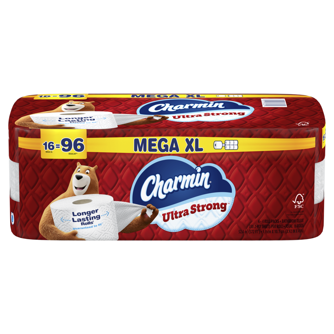 Charmin Toilet Paper Ultra Strong 16 Mega XL Rolls 2-Ply Bath Tissue 330 Sheets Per Roll - 16ct/1pk