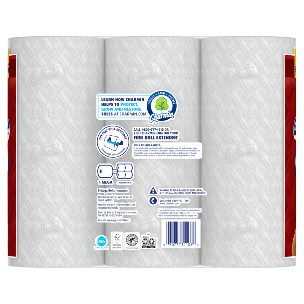 Charmin Toilet Paper Ultra Strong 9 Mega Rolls 2-Ply Bath Tissue 220 Sheets Per Roll - 9ct/4pk
