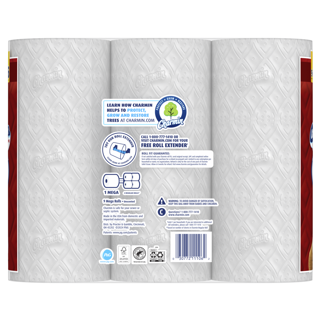 Charmin Toilet Paper Ultra Strong 9 Mega Rolls 2-Ply Bath Tissue 220 Sheets Per Roll - 9ct/4pk