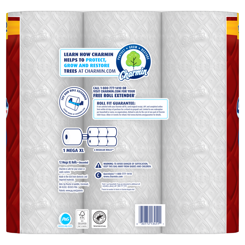 Charmin Toilet Paper Ultra Strong 12 Mega XL Rolls 2-Ply Bath Tissue 330 Sheets Per Roll - 12ct/4pk