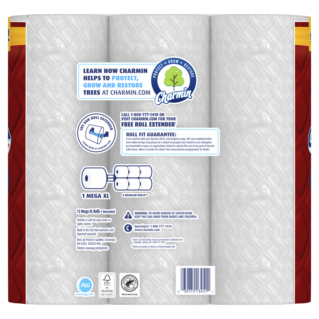 Charmin Toilet Paper Ultra Strong 12 Mega XL Rolls 2-Ply Bath Tissue 330 Sheets Per Roll - 12ct/4pk