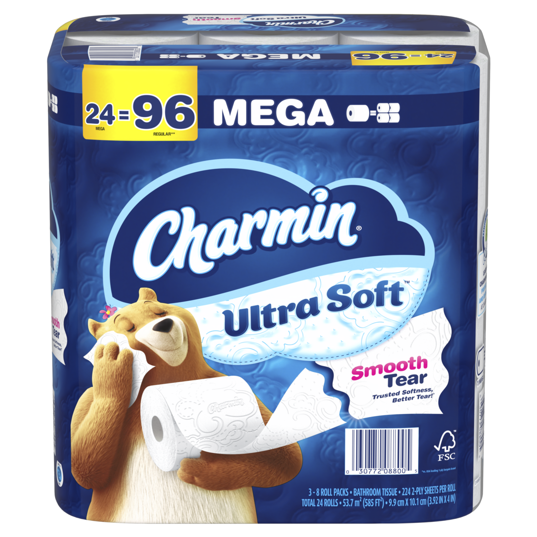 Charmin Ultra Soft Toilet Paper Mega Rolls 224 sheets per roll - 24ct/1pk