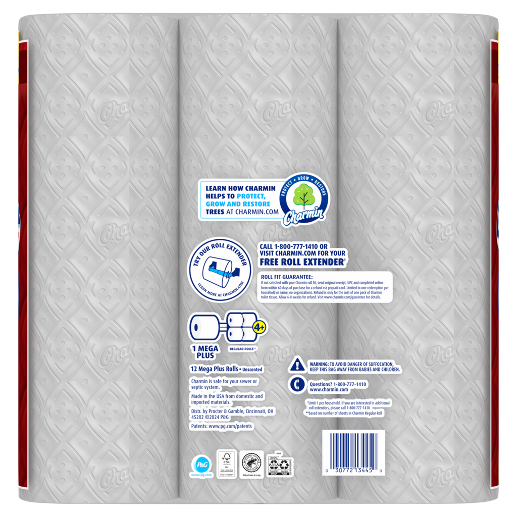 Charmin Toilet Paper Ultra Strong 12 Mega Plus Rolls 2-Ply Bath Tissue 253 Sheets Per Roll - 12ct/4pk