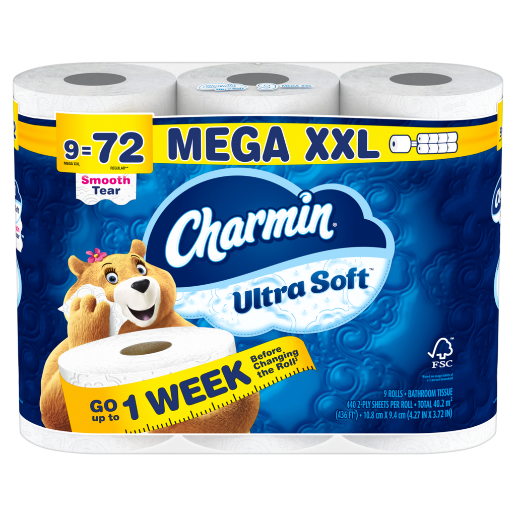 Charmin Ultra Soft Toilet Paper Mega XXL Rolls - (9x440)ct/2pk