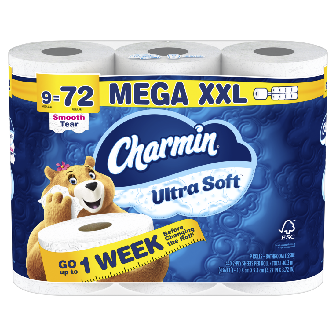 Charmin Ultra Soft Toilet Paper Mega XXL Rolls - (9x440)ct/2pk