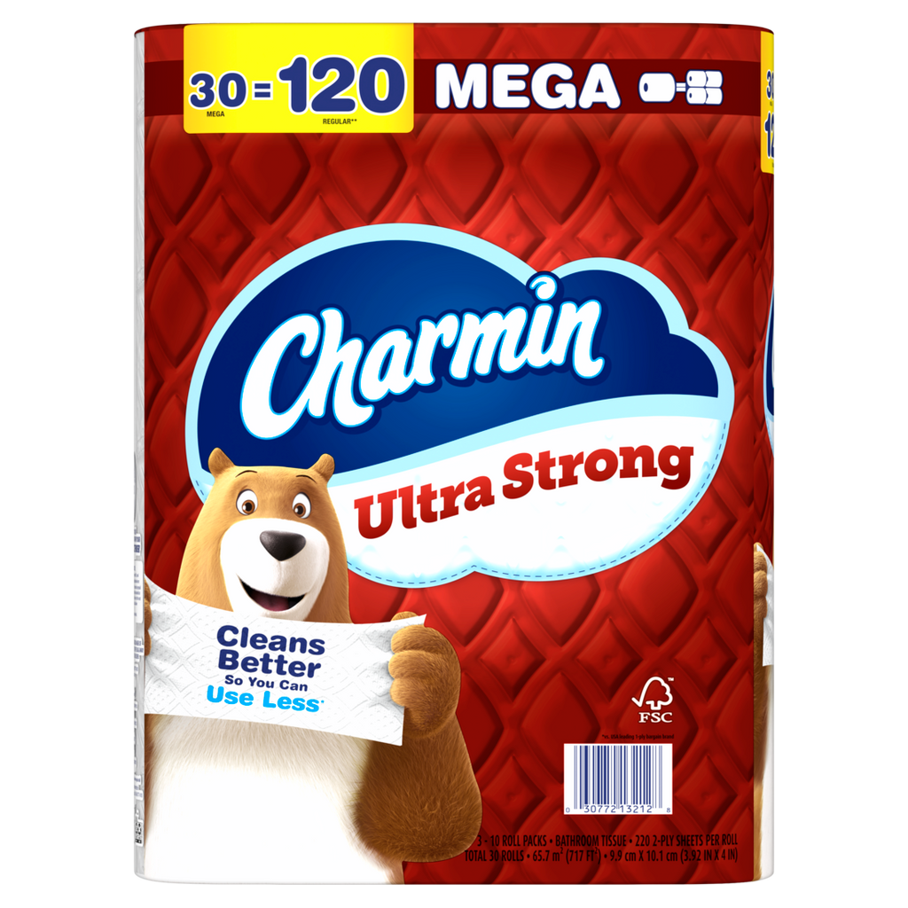 Charmin Toilet Paper Ultra Strong 30 Mega Rolls 2-Ply Bath Tissue 220 Sheets Per Roll - 30ct/1pk