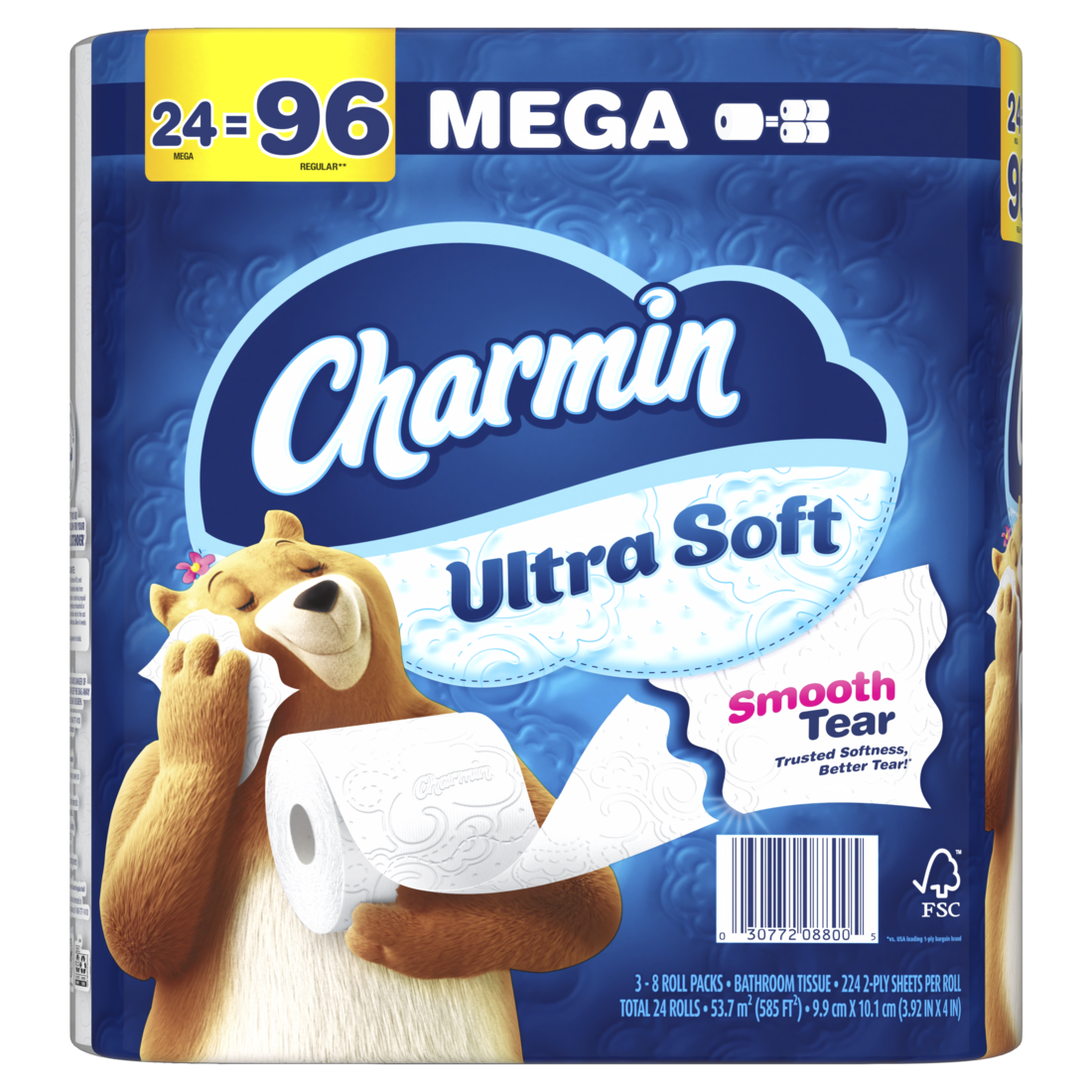 Charmin Ultra Soft Toilet Paper Mega Rolls 224 sheets per roll - 24ct/1pk