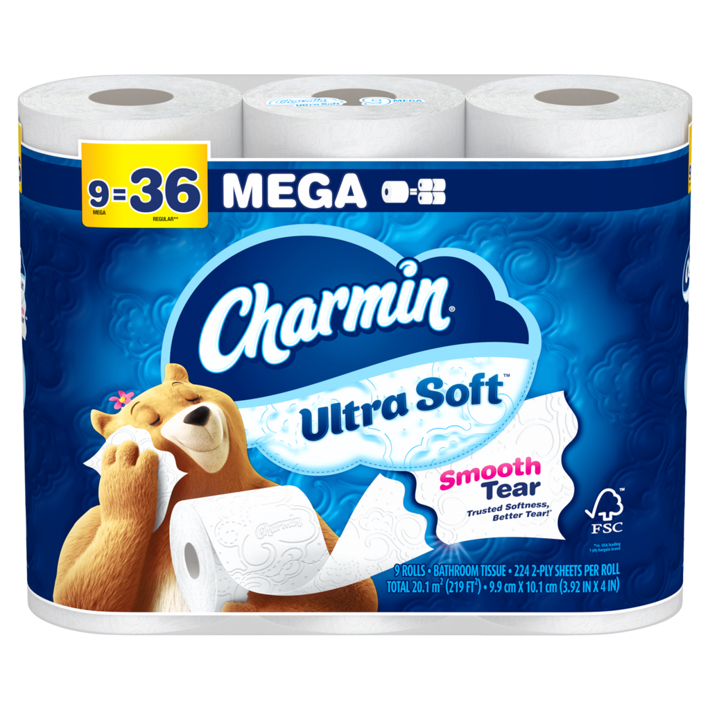 Charmin Ultra Soft Toilet Paper Mega Rolls - (9x224)ct/4pk