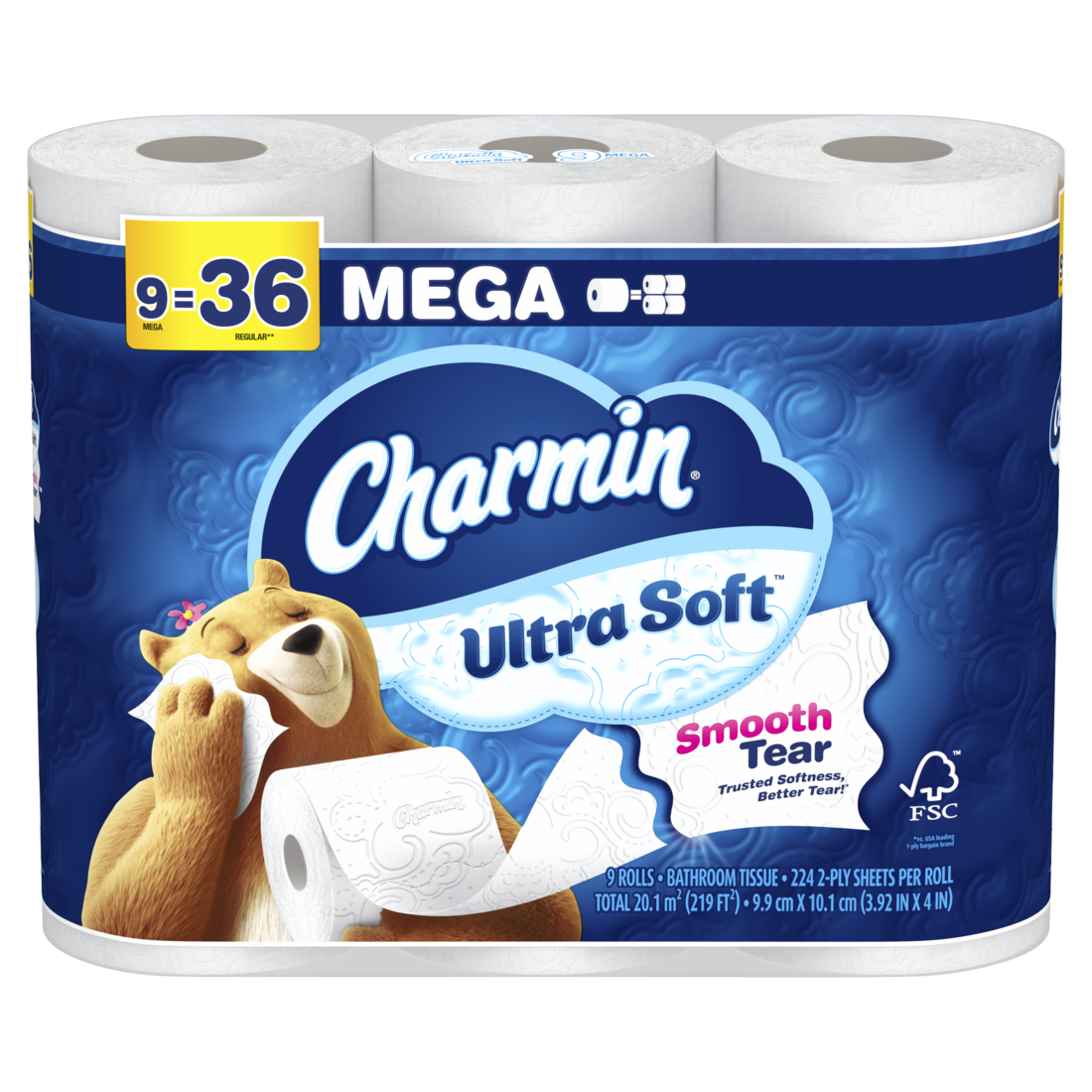 Charmin Ultra Soft Toilet Paper Mega Rolls - (9x224)ct/4pk
