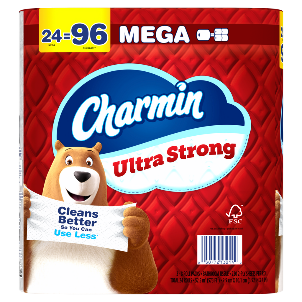 Charmin Toilet Paper Ultra Strong 24 Mega Rolls 2-Ply Bath Tissue 220 Sheets Per Roll - 24ct/1pk