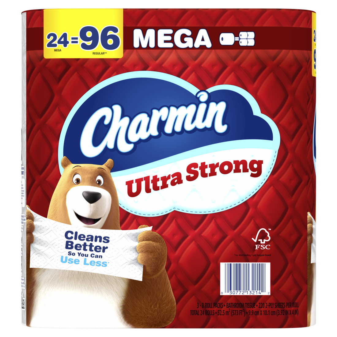 Charmin Toilet Paper Ultra Strong 24 Mega Rolls 2-Ply Bath Tissue 220 Sheets Per Roll - 24ct/1pk