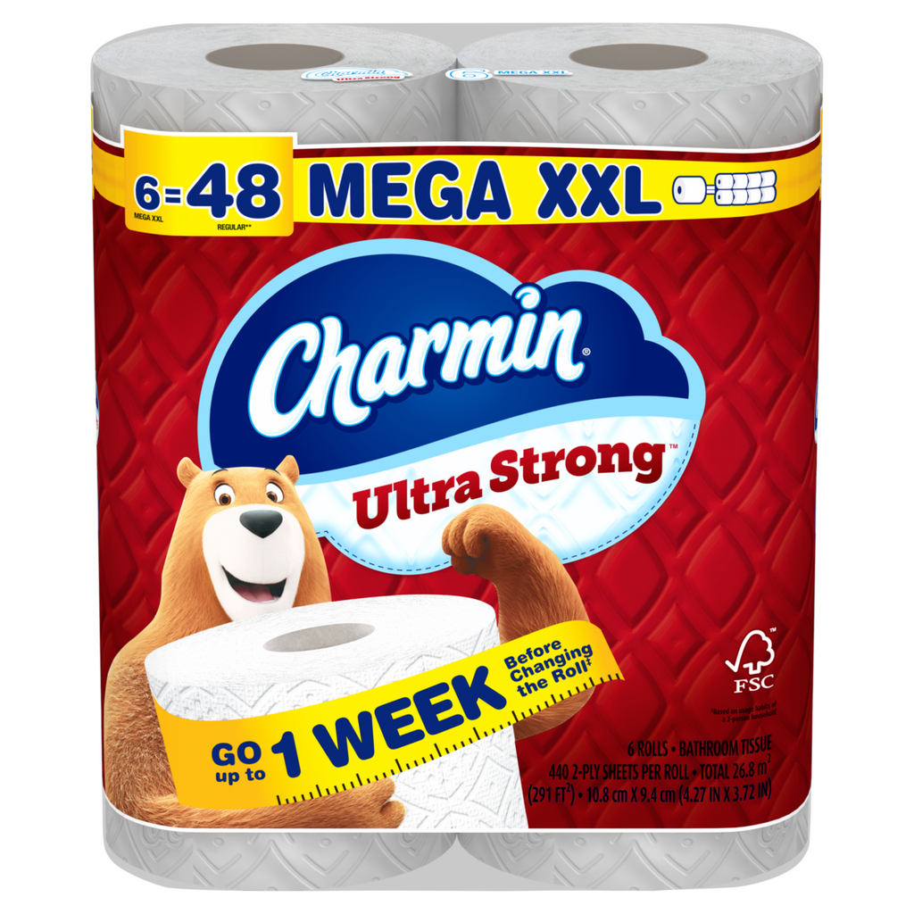 Charmin Toilet Paper Ultra Strong 6 Mega XXL Rolls 2-Ply Bath Tissue 440 Sheets Per Roll - 6ct/3pk