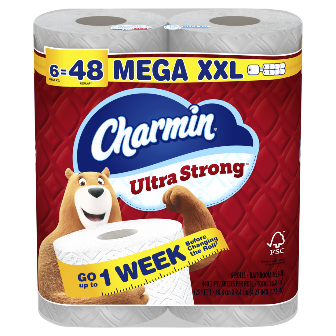 Charmin Toilet Paper Ultra Strong 6 Mega XXL Rolls 2-Ply Bath Tissue 440 Sheets Per Roll - 6ct/3pk
