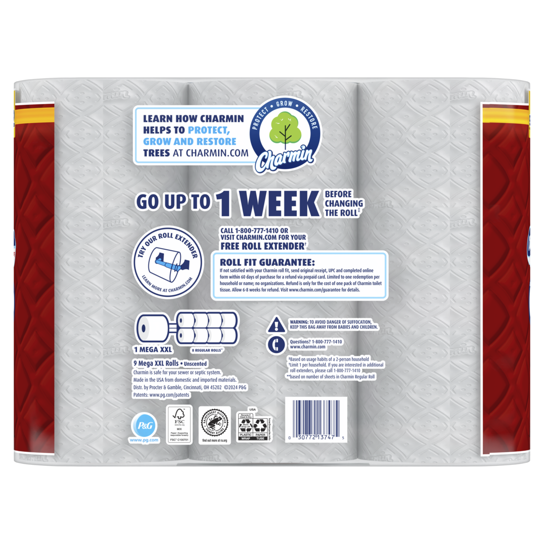 Charmin Toilet Paper Ultra Strong 9 Mega XXL Rolls 2-Ply Bath Tissue 440 Sheets Per Roll - 9ct/2pk