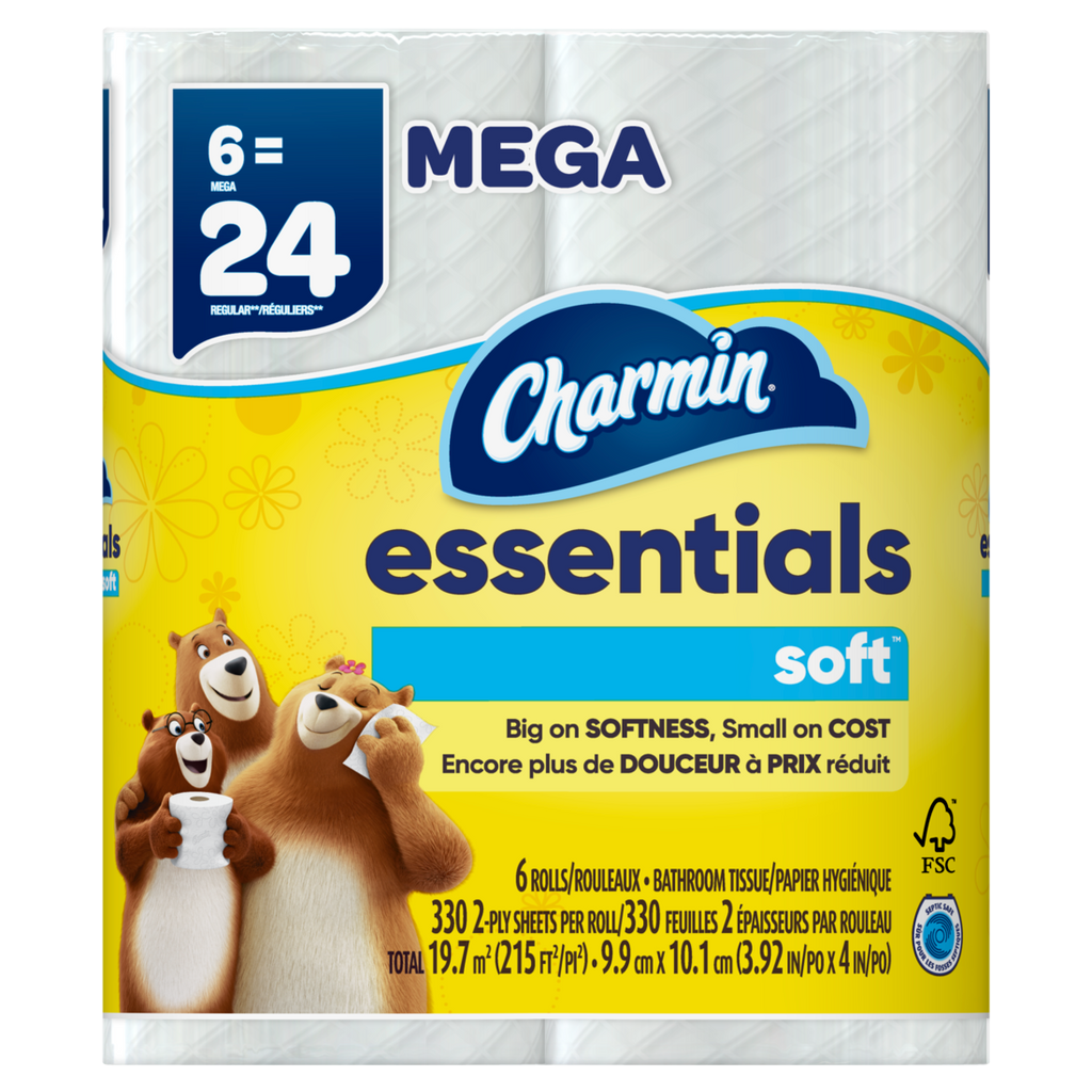 Charmin Essentials Soft Toilet Paper 6 Mega Rolls 330 Sheets Per Roll - 6ct/3pk
