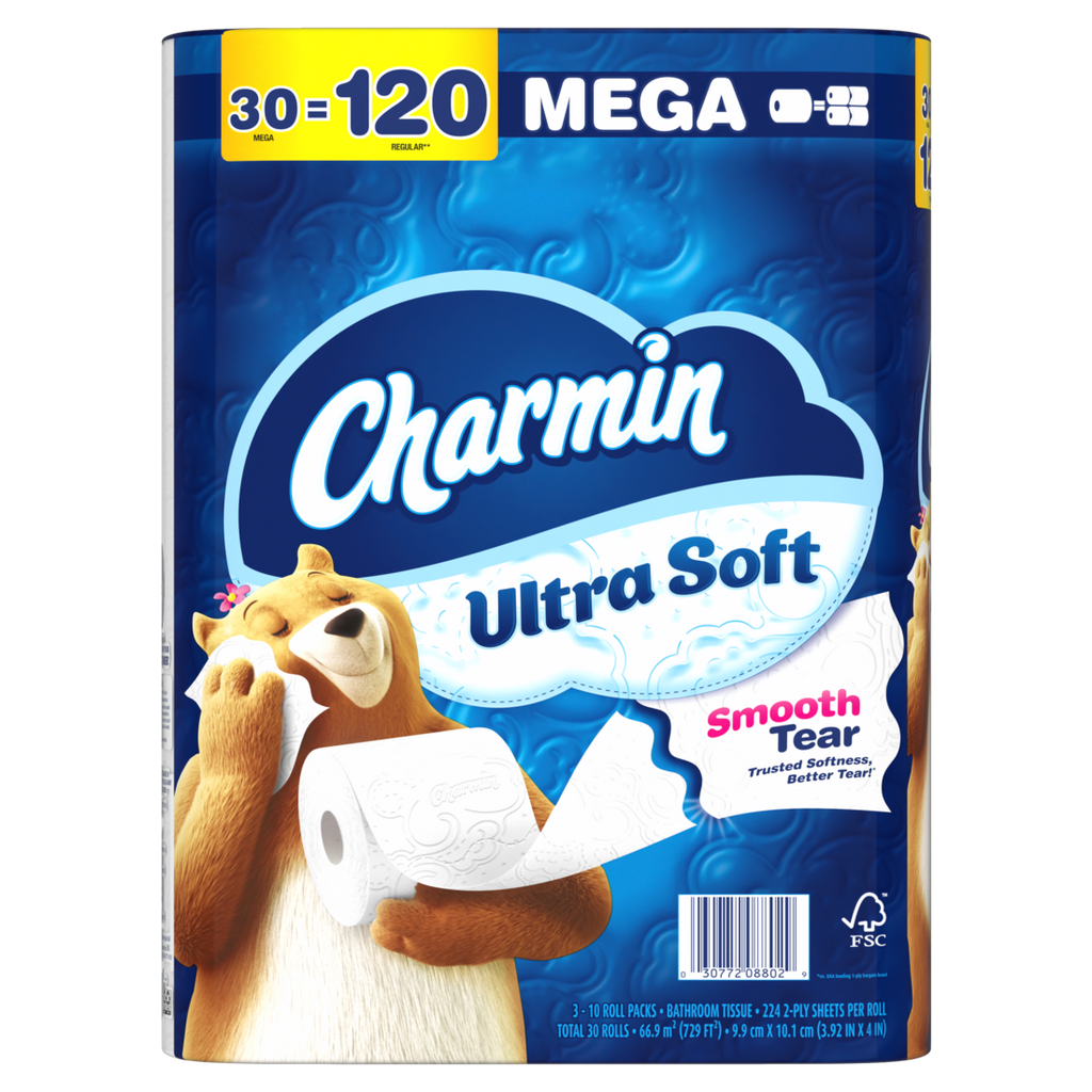 Charmin Ultra Soft Toilet Paper Mega Rolls 224 sheets per roll - 30ct/1pk