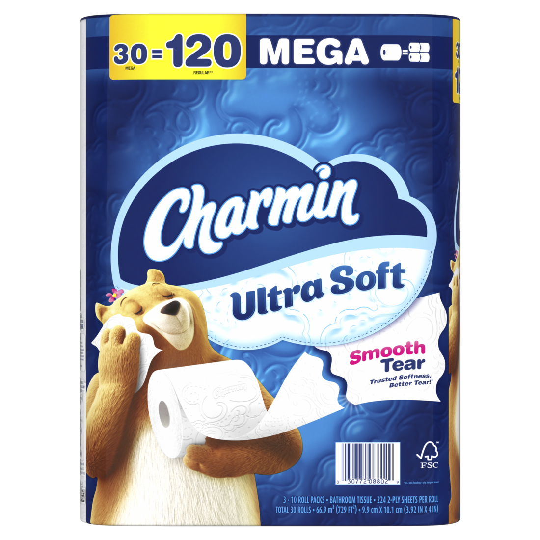 Charmin Ultra Soft Toilet Paper Mega Rolls 224 sheets per roll - 30ct/1pk