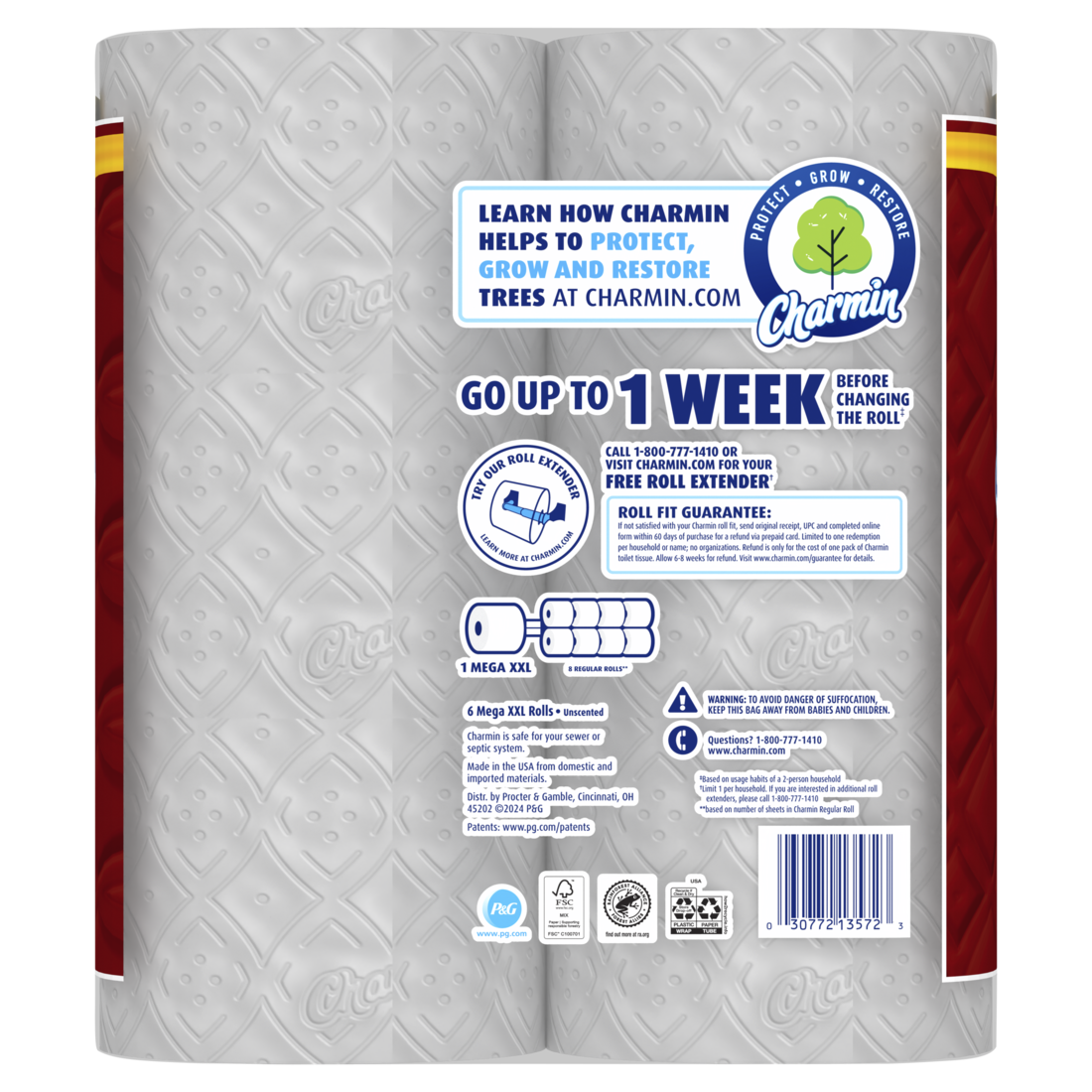 Charmin Toilet Paper Ultra Strong 6 Mega XXL Rolls 2-Ply Bath Tissue 440 Sheets Per Roll - 6ct/3pk
