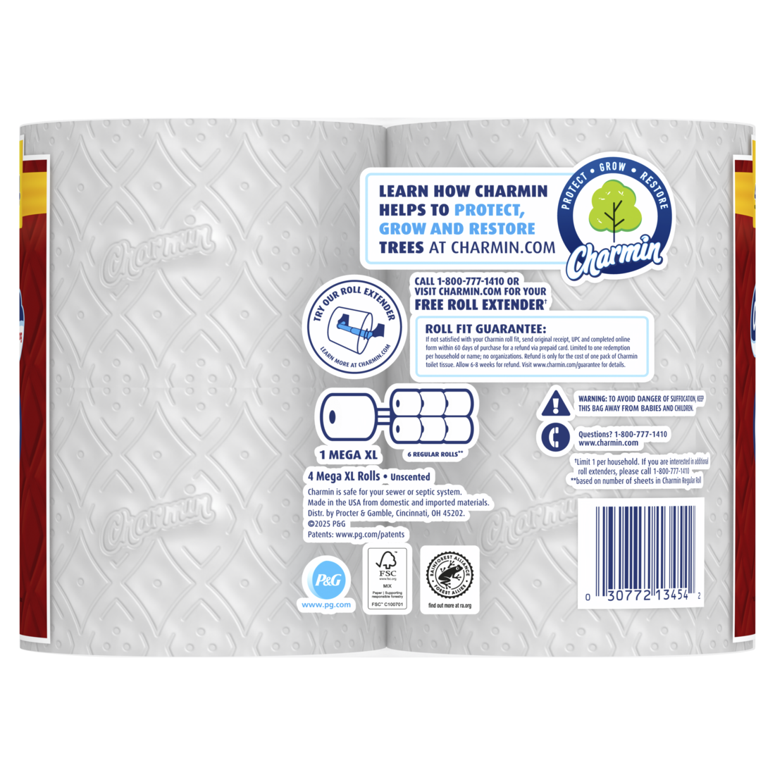 Charmin Toilet Paper Ultra Strong 4 Mega XL Rolls 2-Ply Bath Tissue 330 Sheets Per Roll - 4ct/6pk