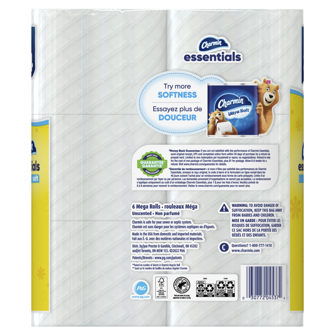 Charmin Essentials Soft Toilet Paper 6 Mega Rolls 330 Sheets Per Roll - 6ct/3pk