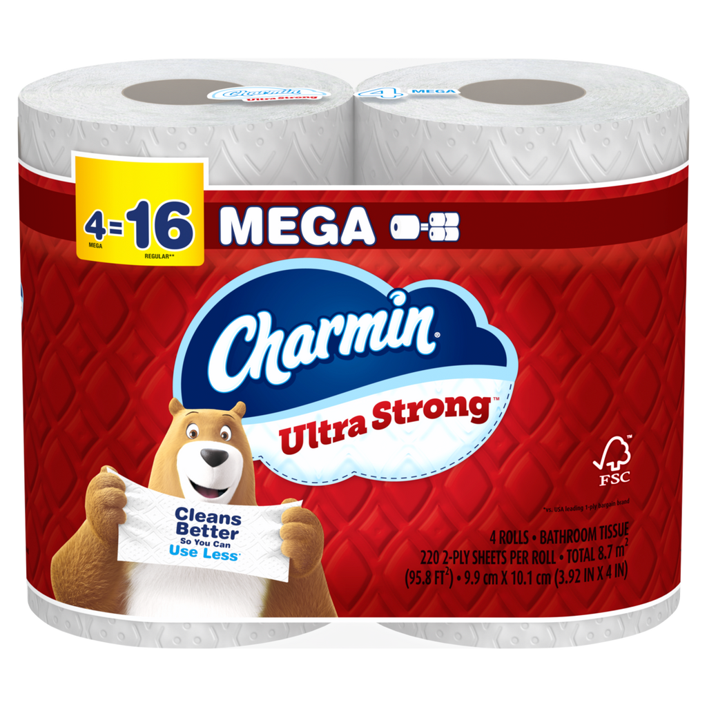 Charmin Toilet Paper Ultra Strong 4 Mega Rolls 2-Ply Bath Tissue 220 Sheets Per Roll - 4ct/8pk