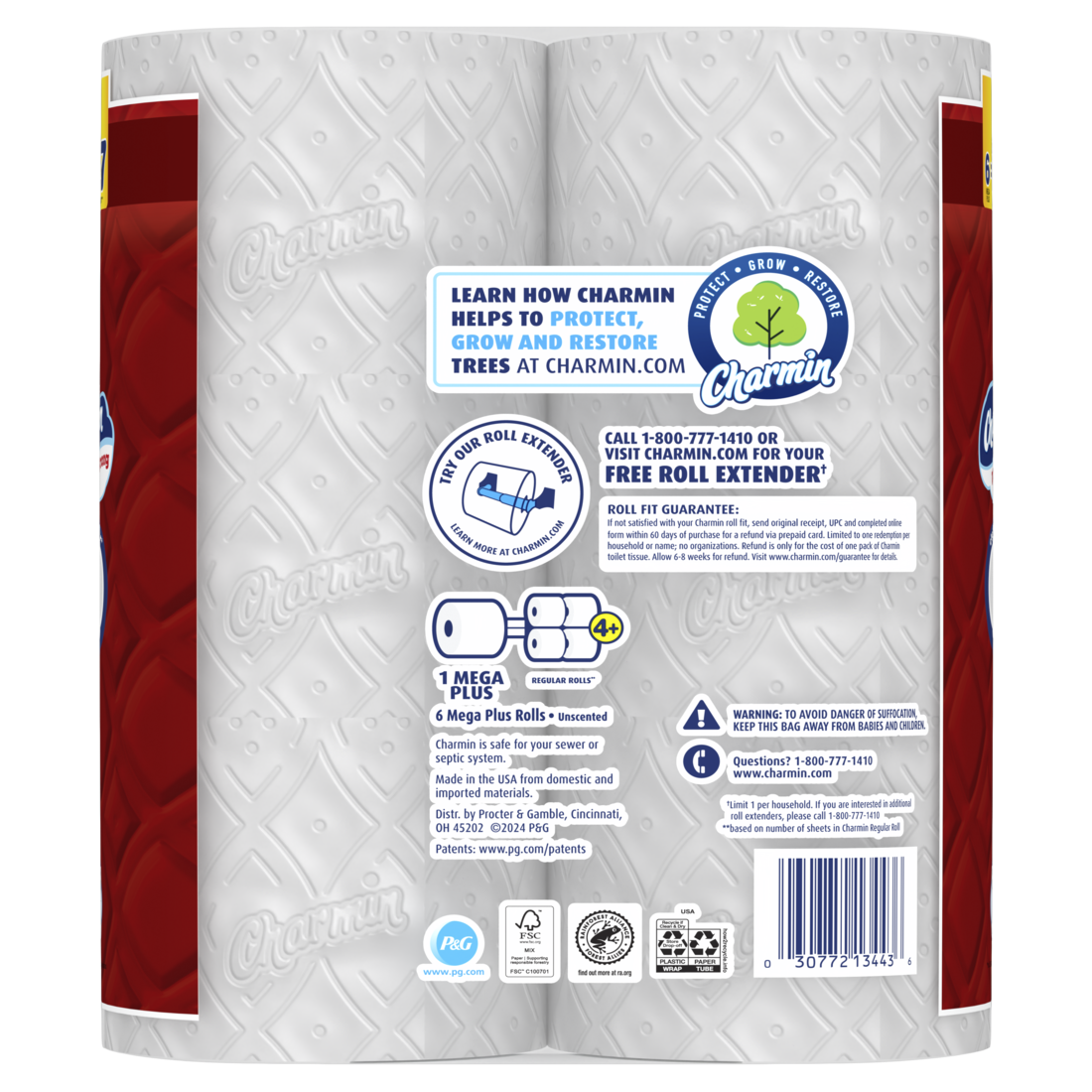 Charmin Toilet Paper Ultra Strong 6 Mega Plus Rolls 2-Ply Bath Tissue 253 Sheets Per Roll - 6ct/3pk