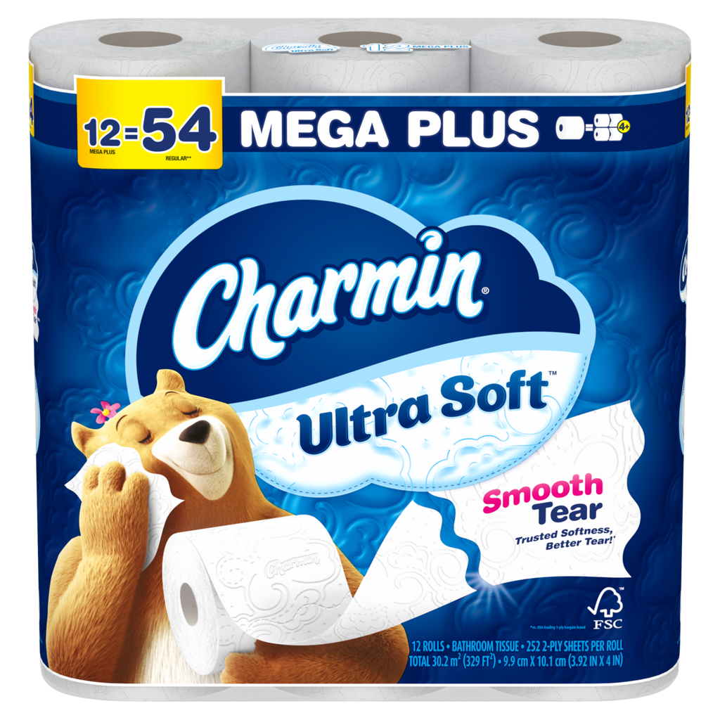 Charmin Ultra Soft Toilet Paper Mega Plus Rolls - (12x252)ct/4pk