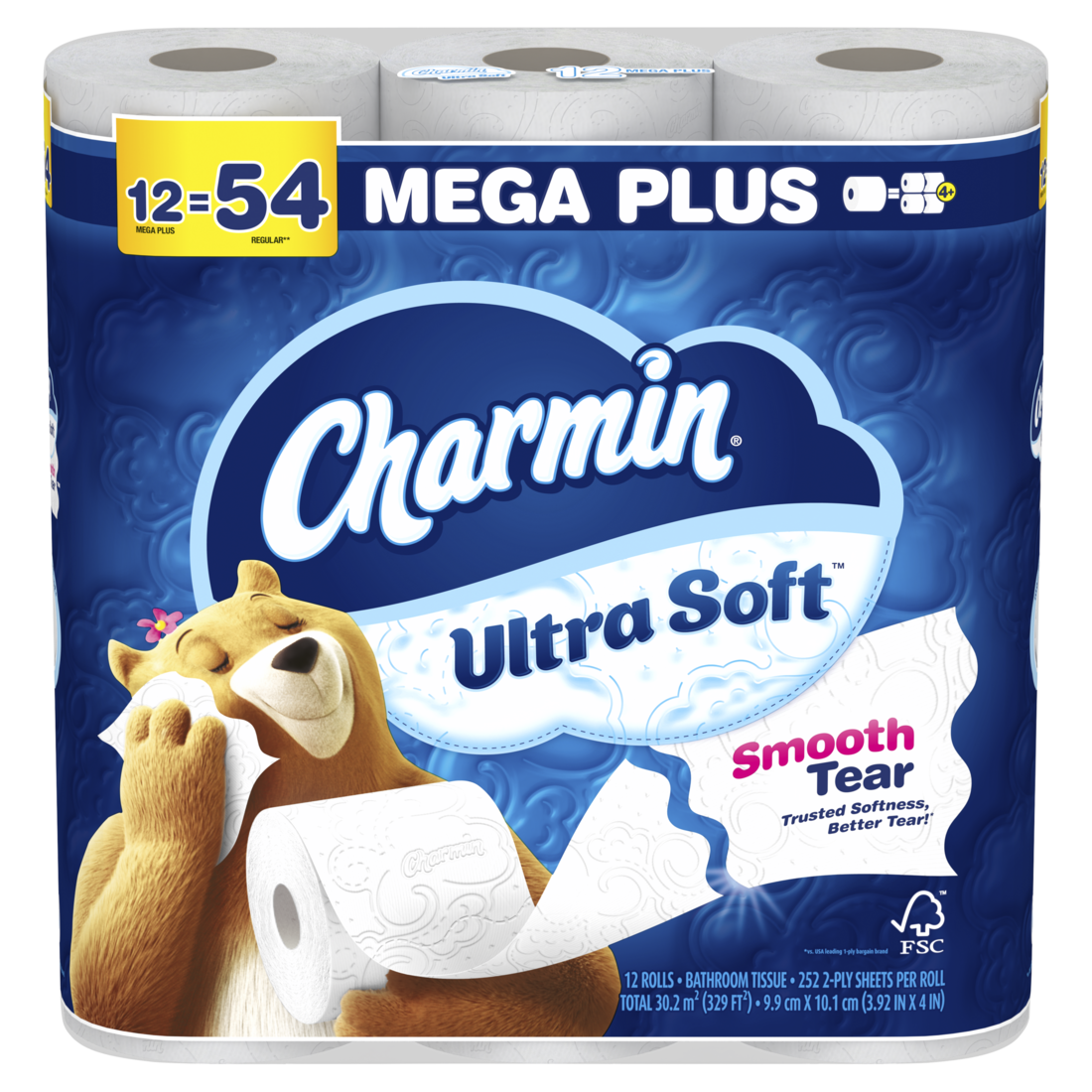 Charmin Ultra Soft Toilet Paper Mega Plus Rolls - (12x252)ct/4pk
