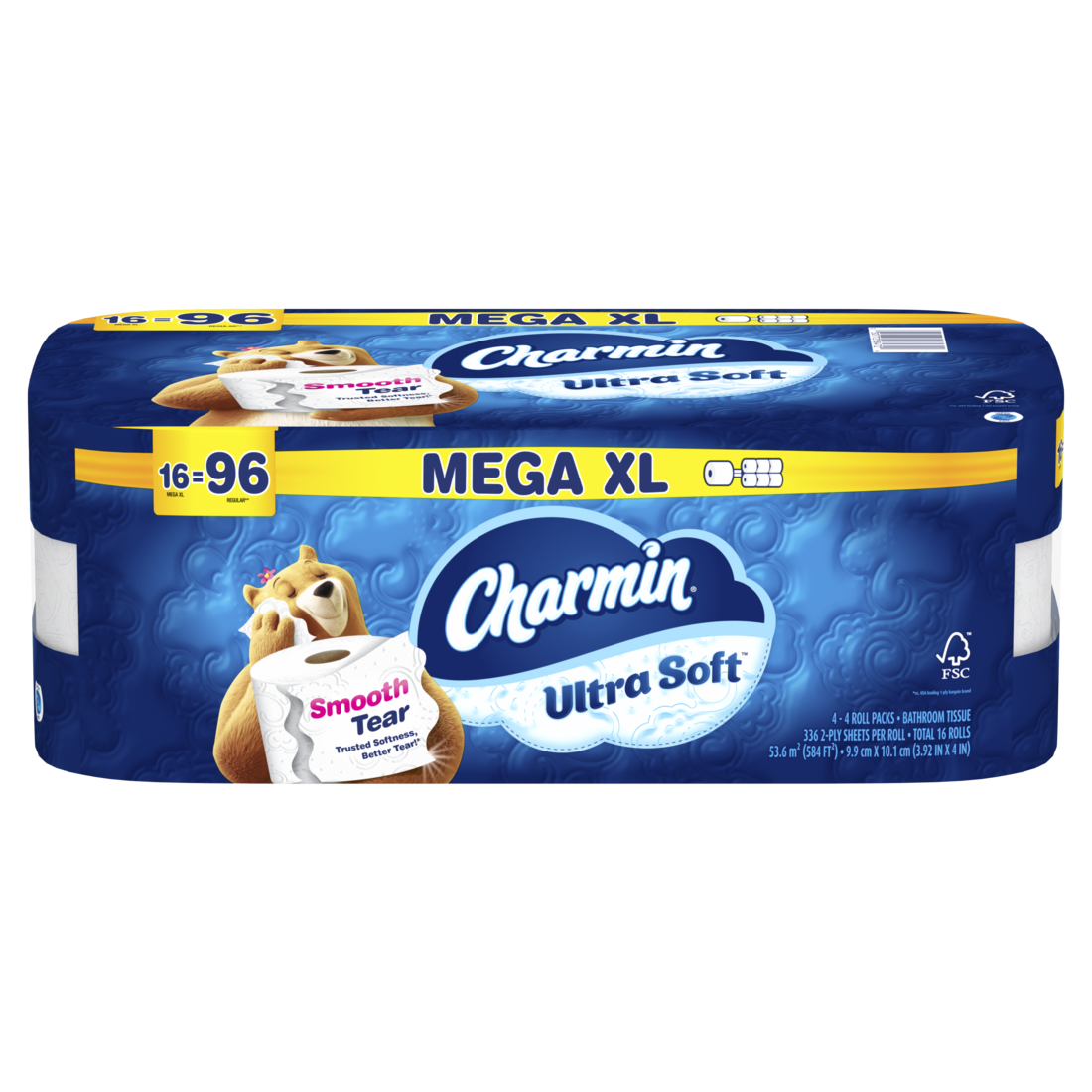 Charmin Ultra Soft Toilet Paper Mega XL Rolls 336 sheets per roll - 16ct/1pk