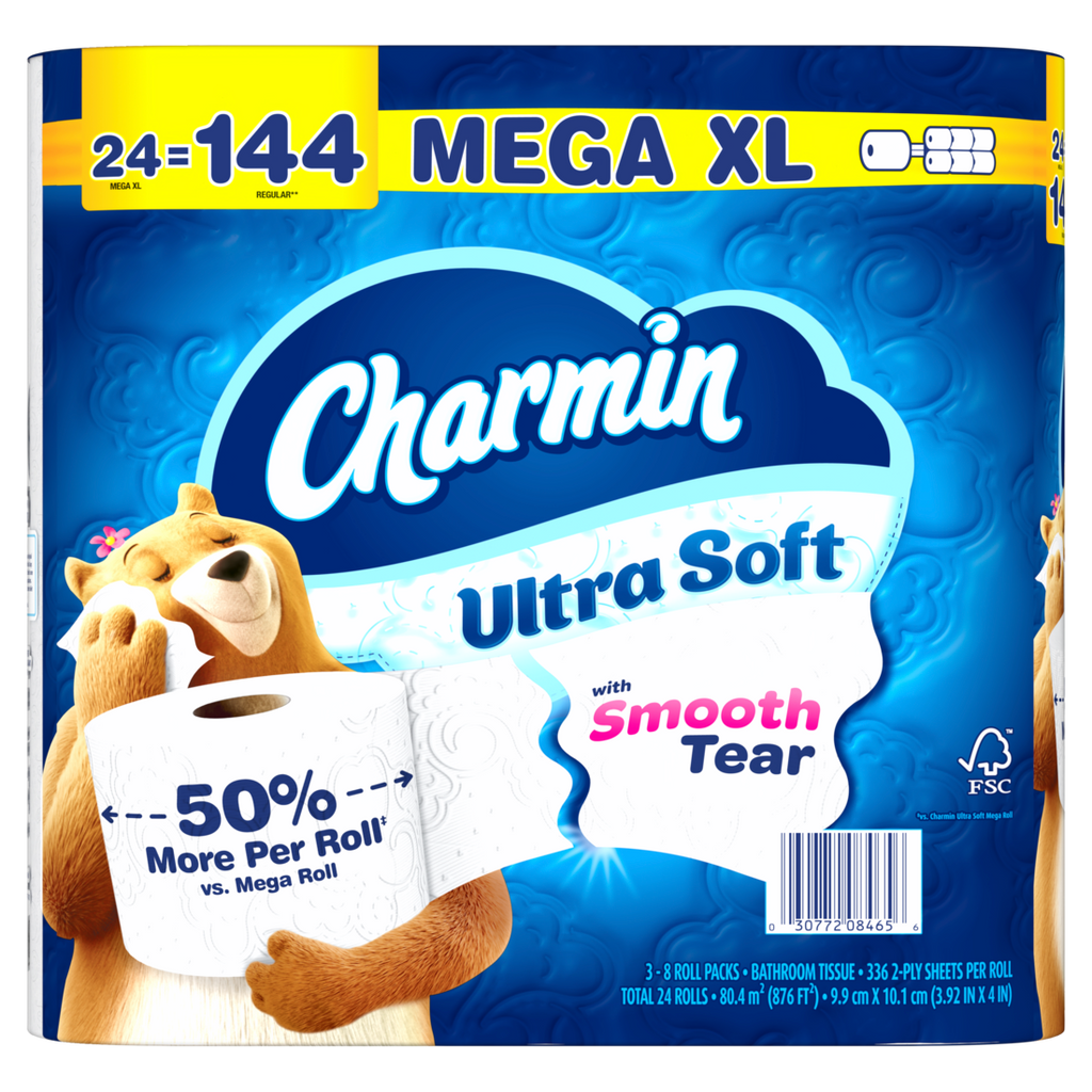 Charmin Ultra Soft Toilet Paper Mega XL Rolls 336 sheets per roll - 24ct/1pk