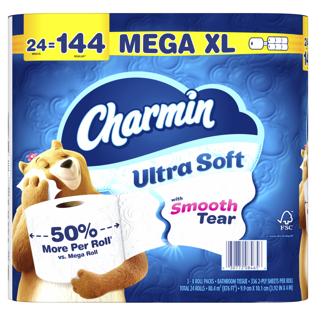 Charmin Ultra Soft Toilet Paper Mega XL Rolls 336 sheets per roll - 24ct/1pk