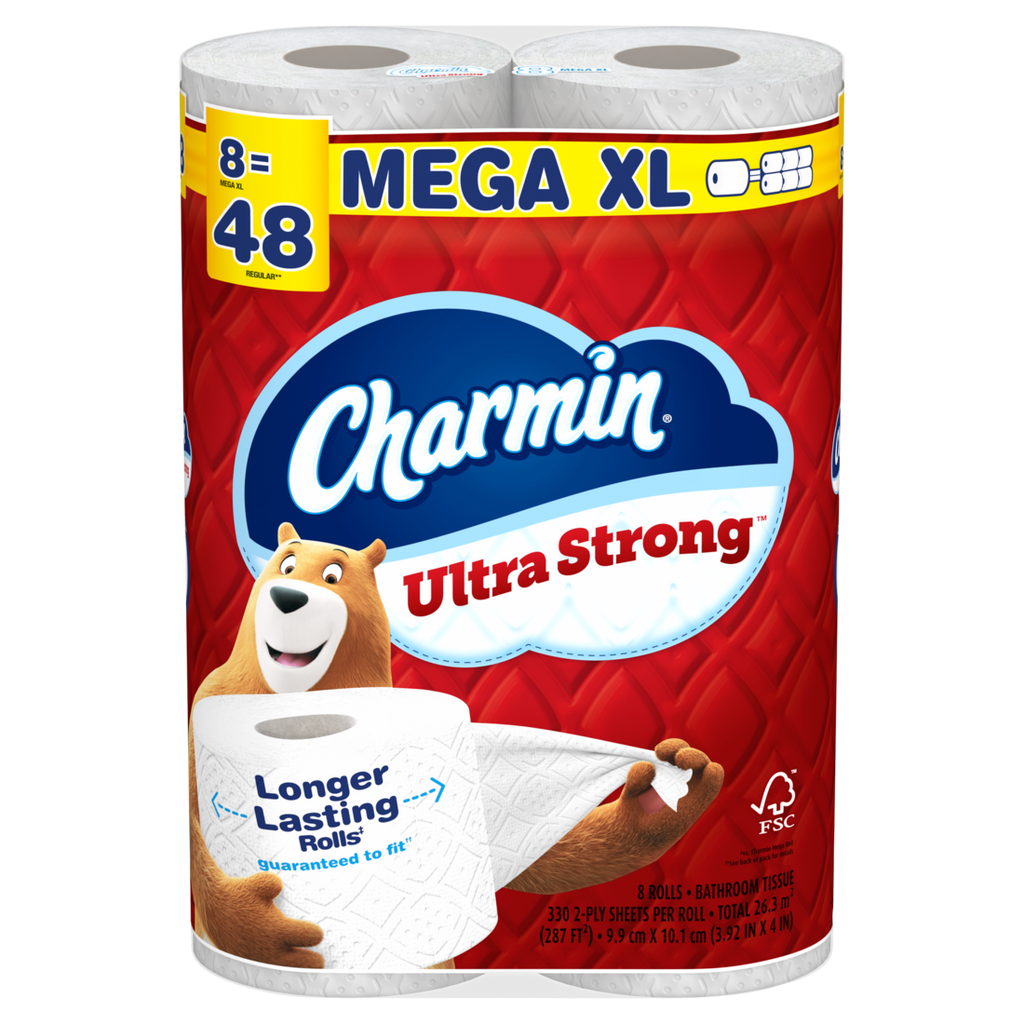 Charmin Toilet Paper Ultra Strong 8 Mega XL Rolls 2-Ply Bath Tissue 330 Sheets Per Roll - 8ct/3pk