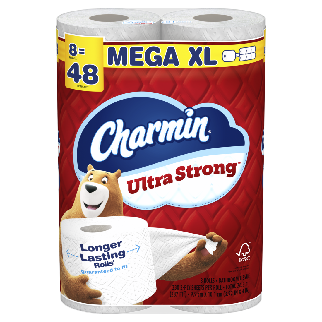 Charmin Toilet Paper Ultra Strong 8 Mega XL Rolls 2-Ply Bath Tissue 330 Sheets Per Roll - 8ct/3pk