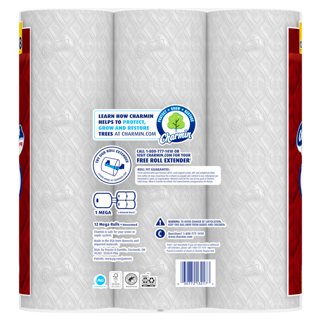 Charmin Toilet Paper Ultra Strong 12 Mega Rolls 2-Ply Bath Tissue 220 Sheets Per Roll - 12ct/4pk