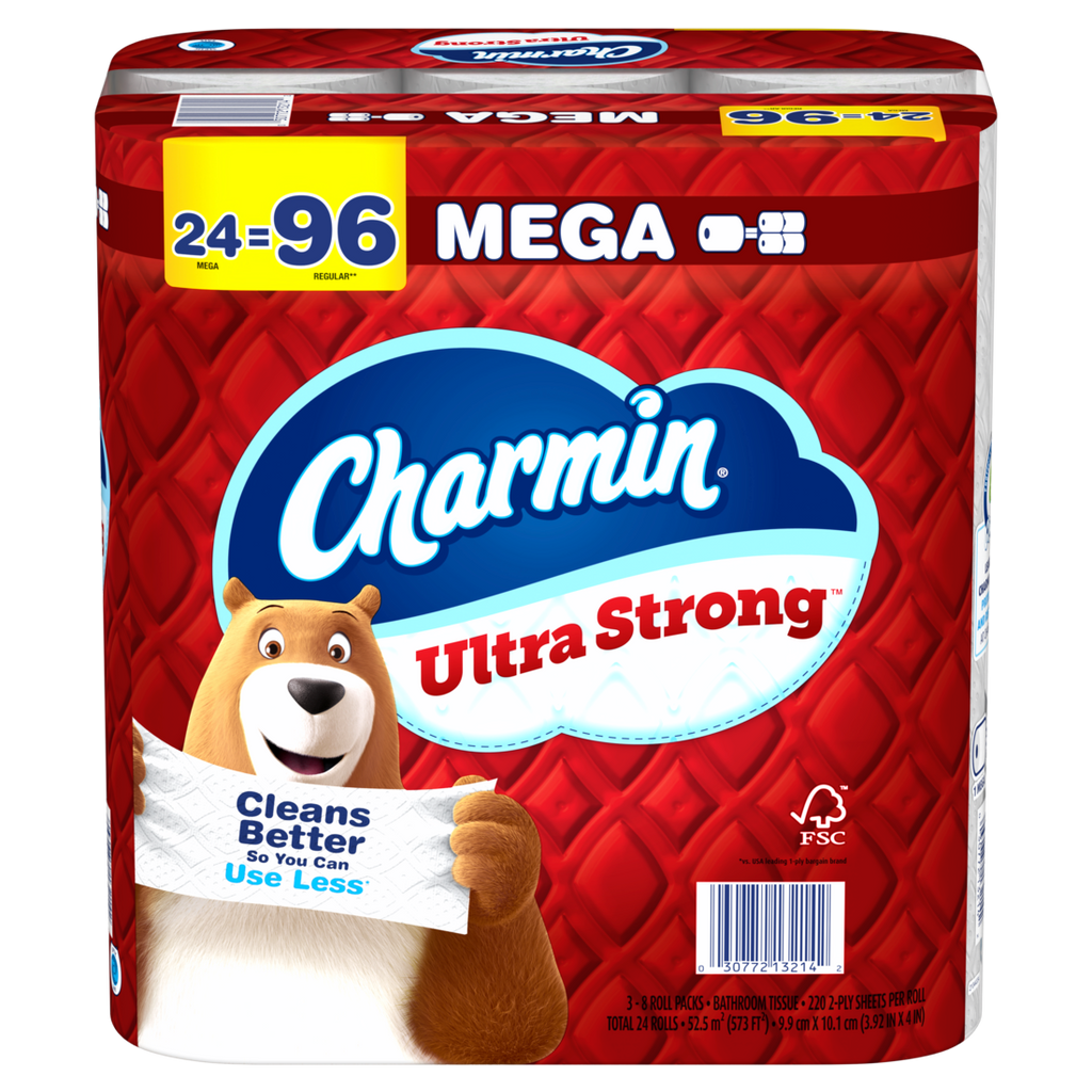 Charmin Toilet Paper Ultra Strong 24 Mega Rolls 2-Ply Bath Tissue 220 Sheets Per Roll - 24ct/1pk