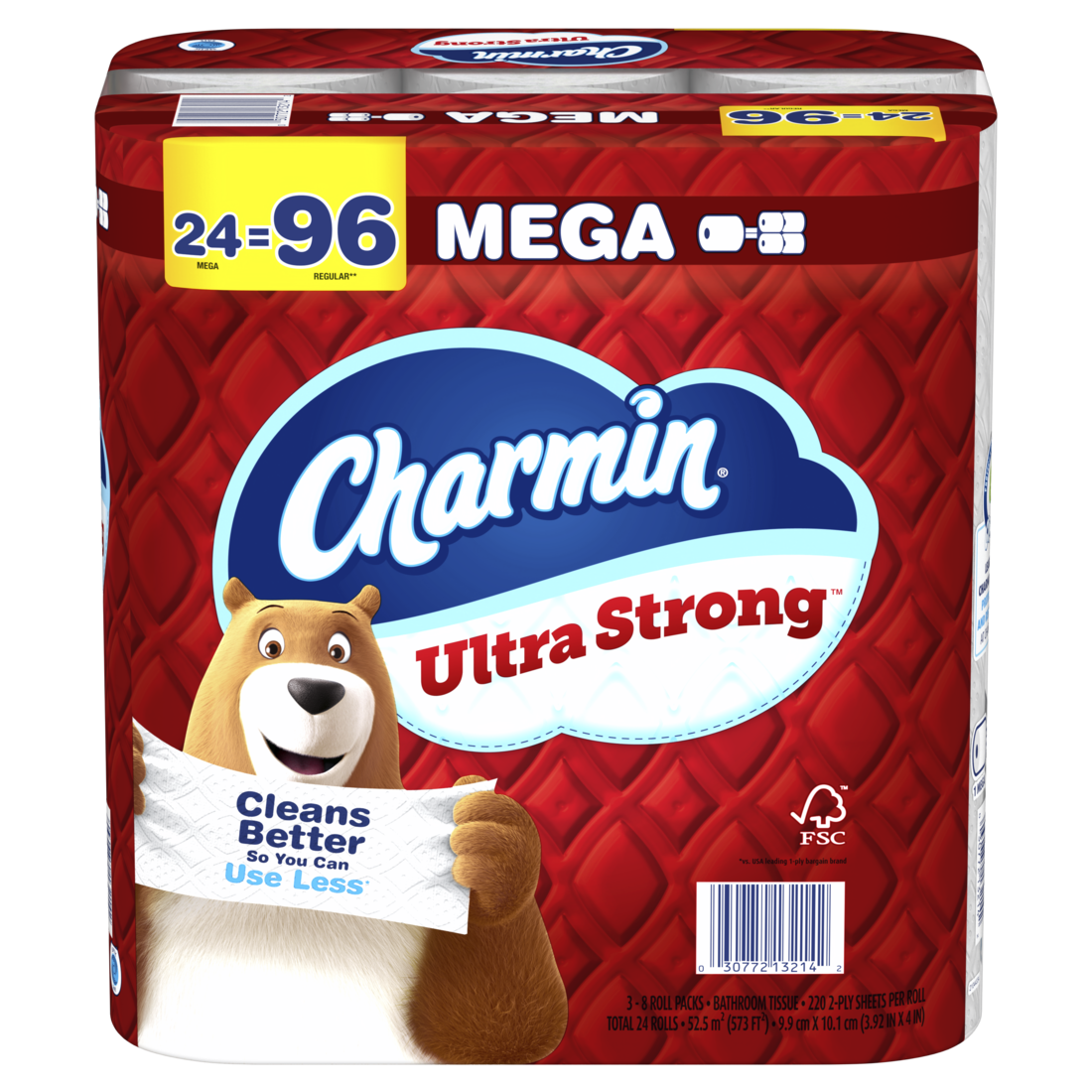 Charmin Toilet Paper Ultra Strong 24 Mega Rolls 2-Ply Bath Tissue 220 Sheets Per Roll - 24ct/1pk