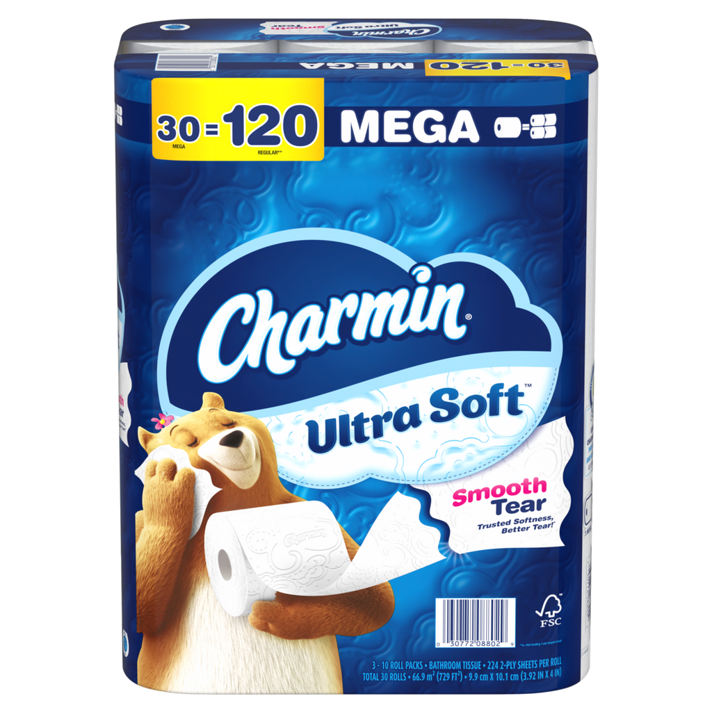 Charmin Ultra Soft Toilet Paper Mega Rolls 224 sheets per roll - 30ct/1pk