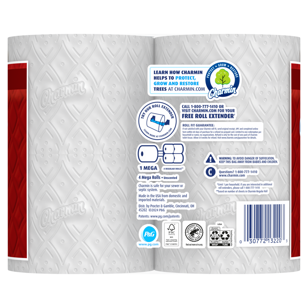 Charmin Toilet Paper Ultra Strong 4 Mega Rolls 2-Ply Bath Tissue 220 Sheets Per Roll - 4ct/8pk