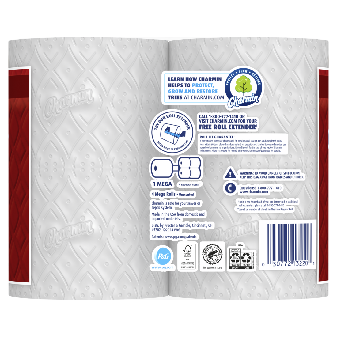 Charmin Toilet Paper Ultra Strong 4 Mega Rolls 2-Ply Bath Tissue 220 Sheets Per Roll - 4ct/8pk