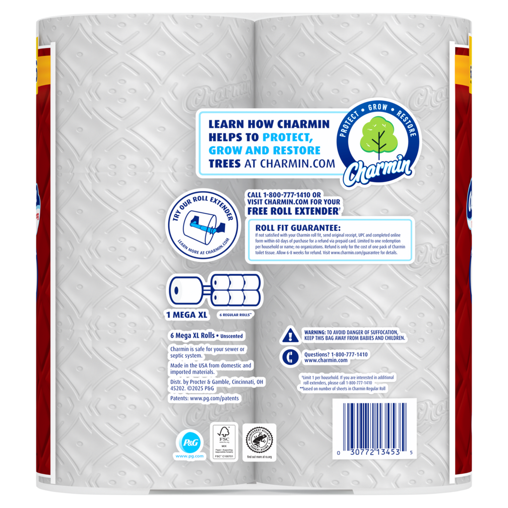 Charmin Toilet Paper Ultra Strong 6 Mega XL Rolls 2-Ply Bath Tissue 330 Sheets Per Roll - 6ct/3pk