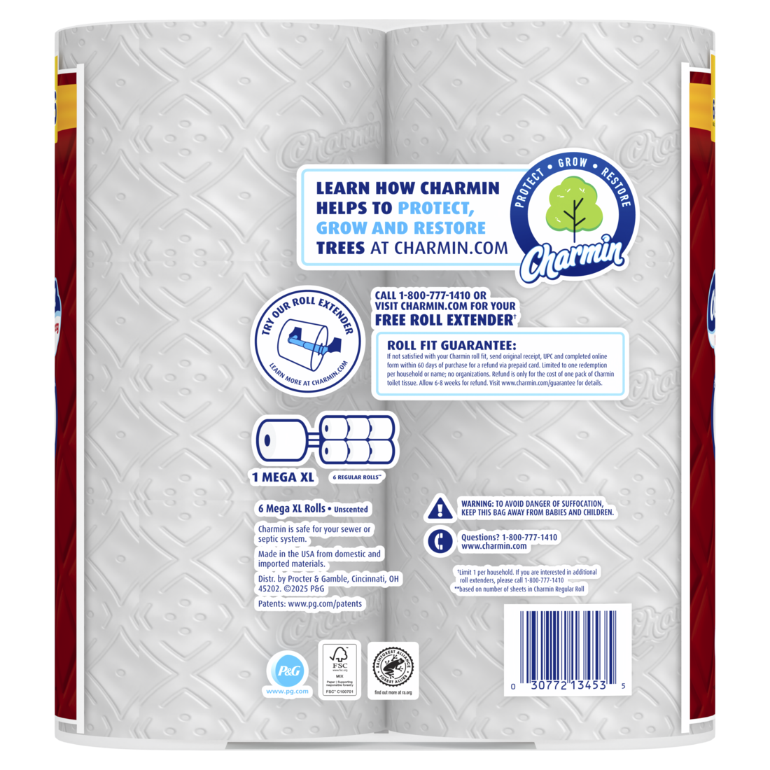 Charmin Toilet Paper Ultra Strong 6 Mega XL Rolls 2-Ply Bath Tissue 330 Sheets Per Roll - 6ct/3pk