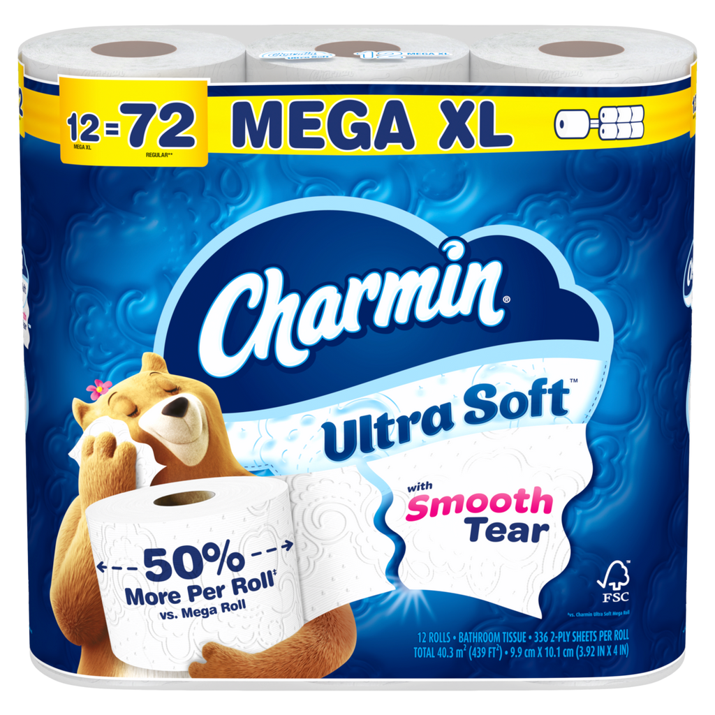 Charmin Ultra Soft Toilet Paper Mega XL Rolls - (12x336)ct/4pk