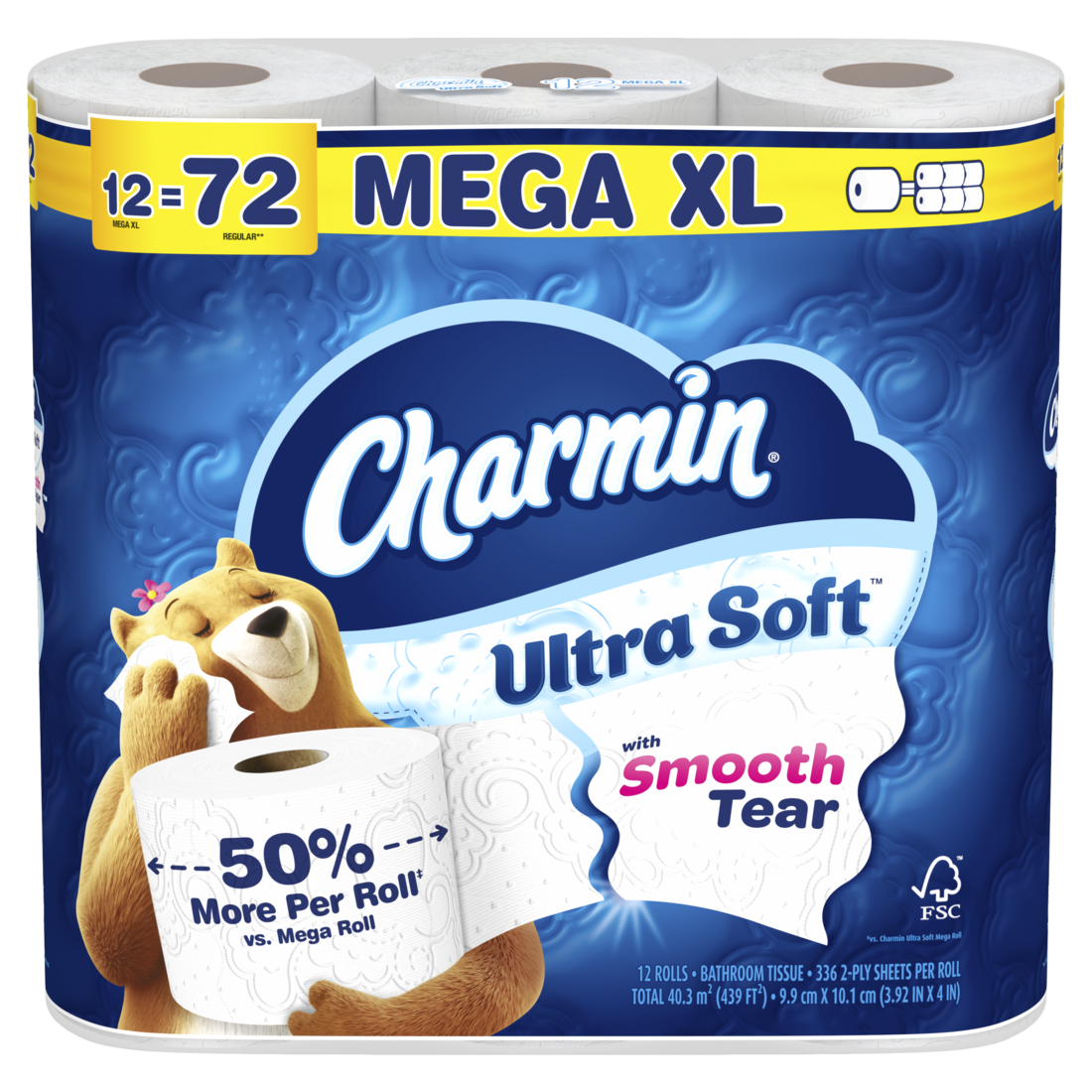 Charmin Ultra Soft Toilet Paper Mega XL Rolls - (12x336)ct/4pk