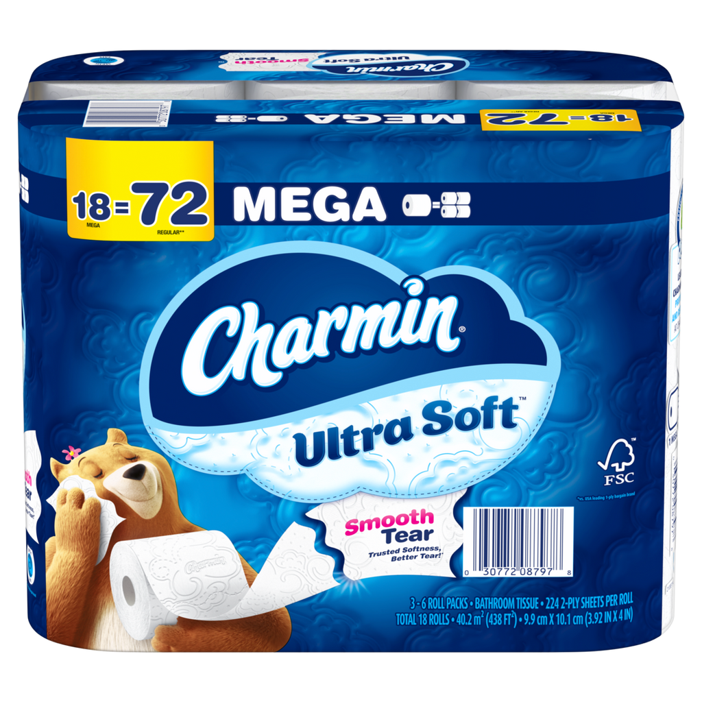 Charmin Ultra Soft Toilet Paper Mega Rolls 224 sheets per roll - 18ct/1pk