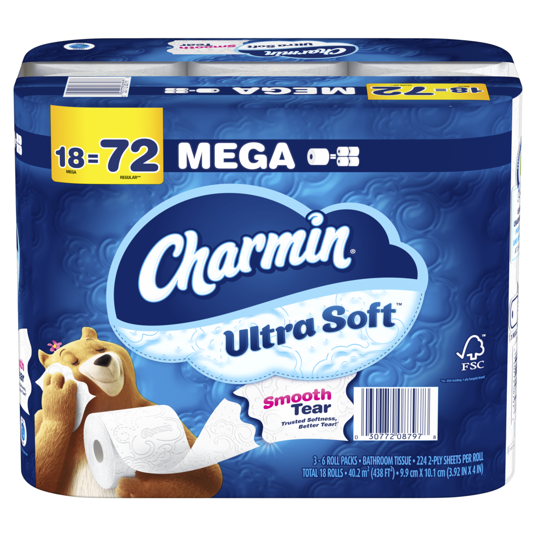 Charmin Ultra Soft Toilet Paper Mega Rolls 224 sheets per roll - 18ct/1pk