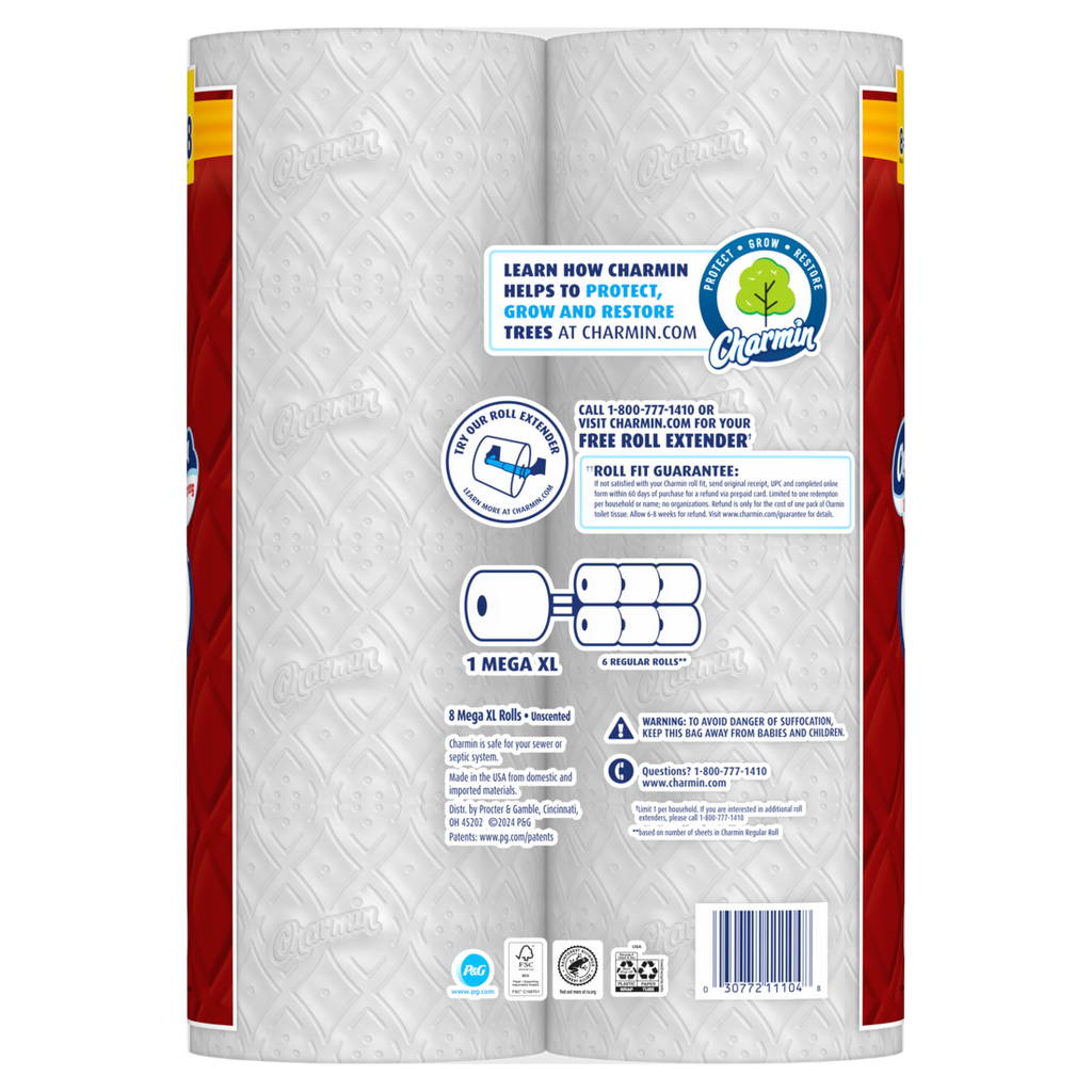 Charmin Toilet Paper Ultra Strong 8 Mega XL Rolls 2-Ply Bath Tissue 330 Sheets Per Roll - 8ct/3pk