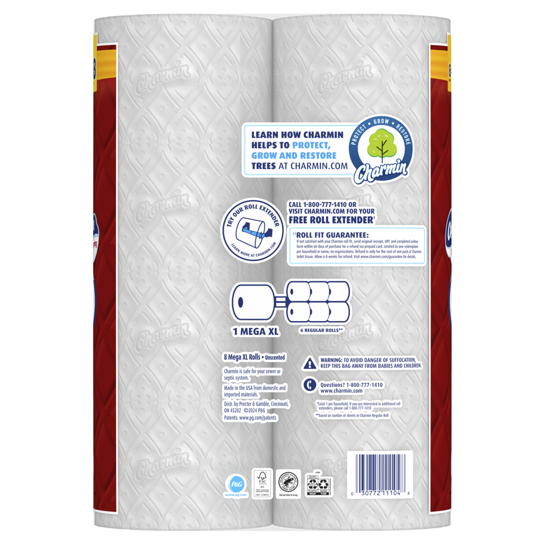 Charmin Toilet Paper Ultra Strong 8 Mega XL Rolls 2-Ply Bath Tissue 330 Sheets Per Roll - 8ct/3pk