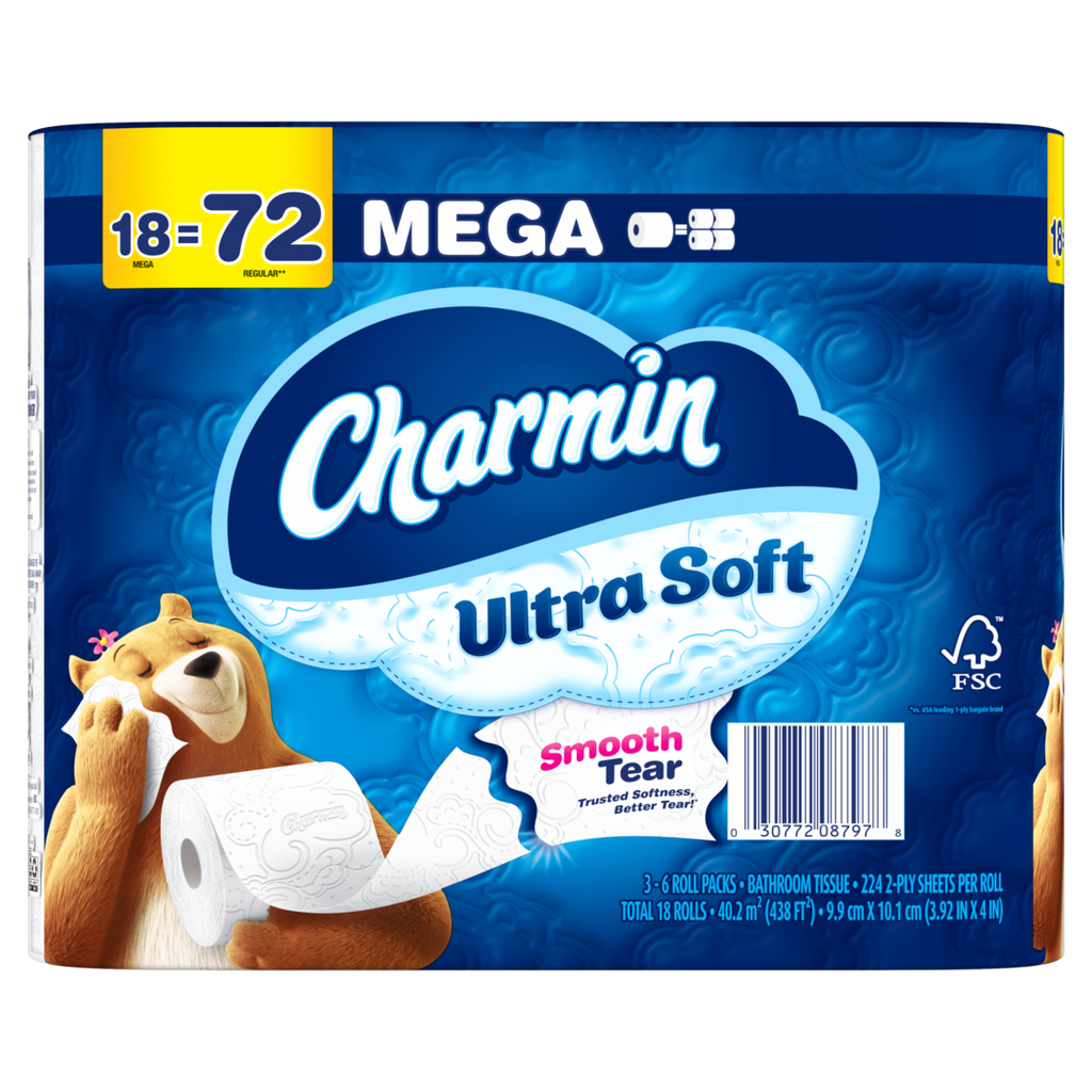 Charmin Ultra Soft Toilet Paper Mega Rolls 224 sheets per roll - 18ct/1pk